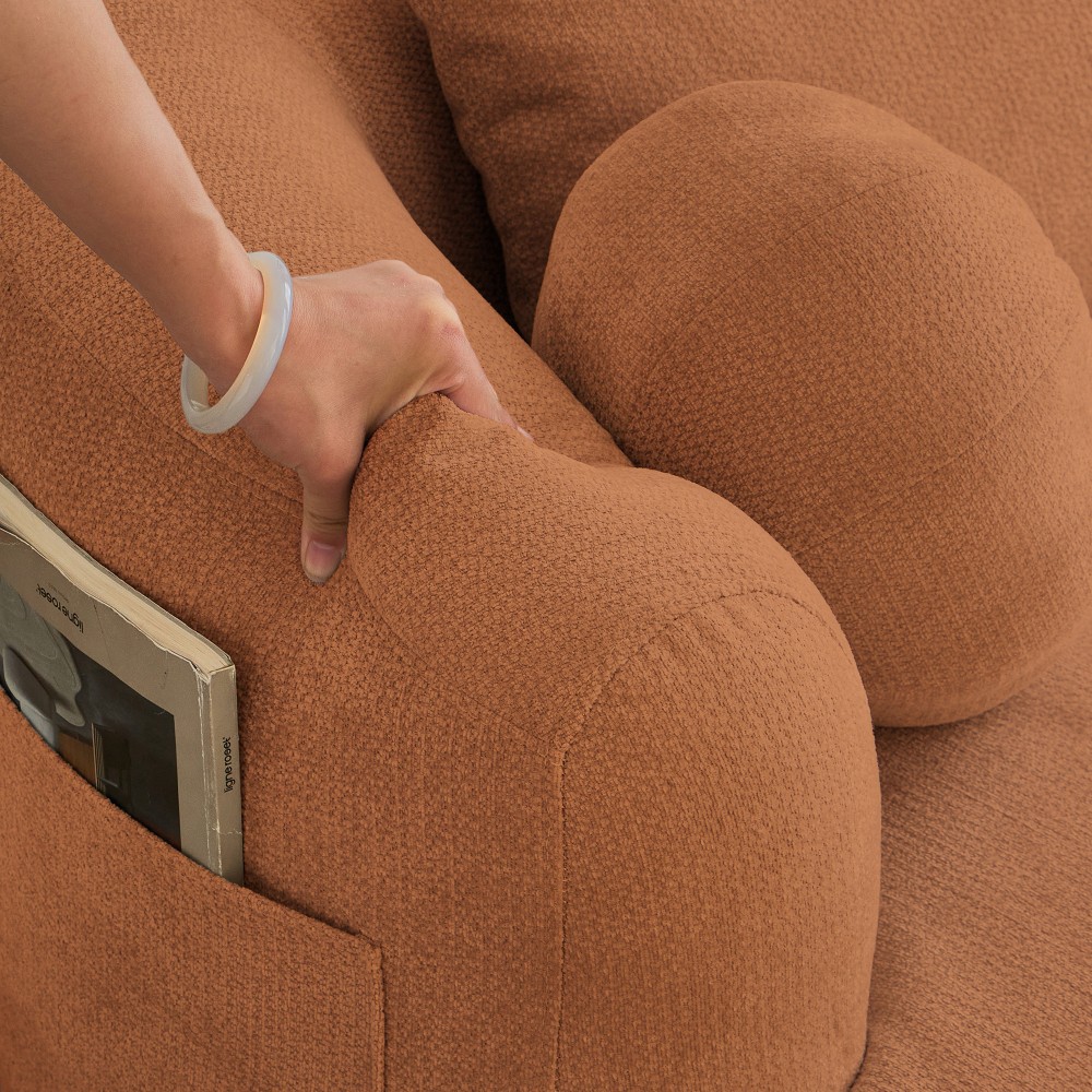 Memory Foam 2-Seater Sofa w/Chenille Fabric, No Assembly, Orange