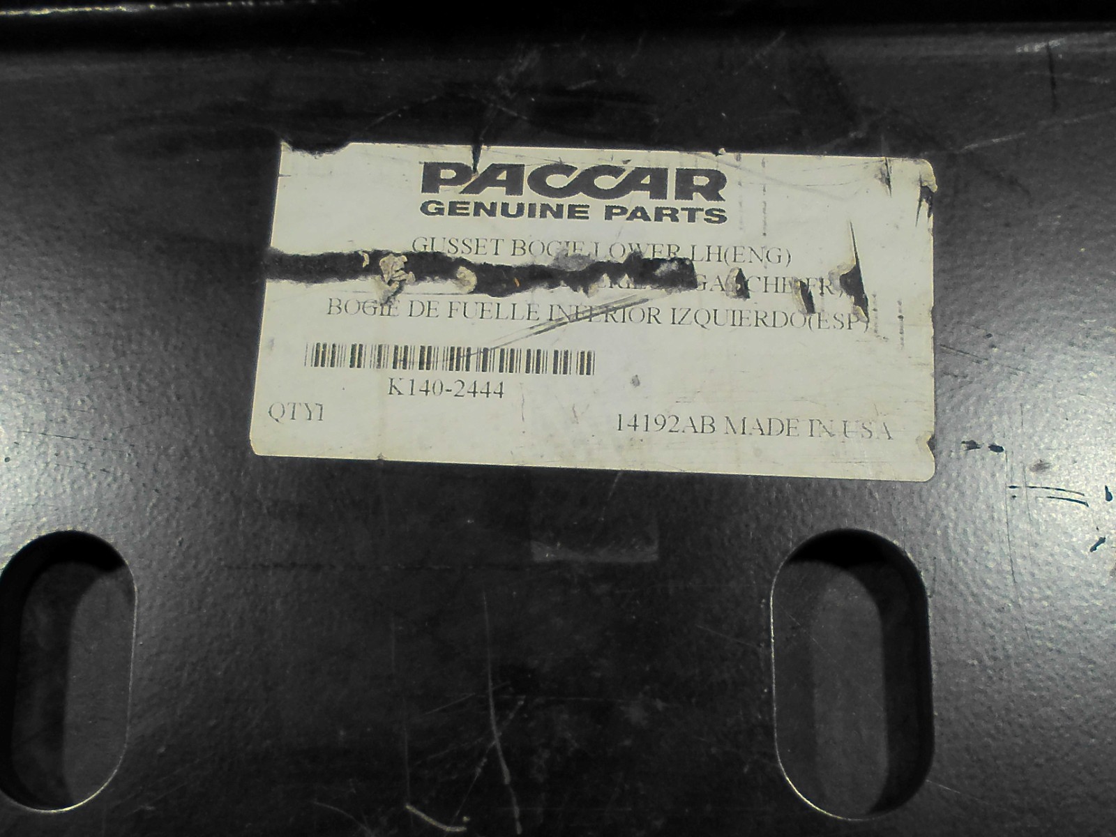 K140-2444 Gusset-Bogie Lower LH Kenworth Paccar OEM Shipping Included