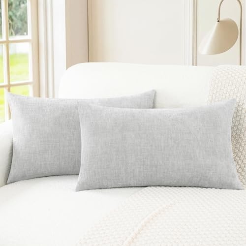 Throw Pillow Covers Decorative 12 X 20 20" x 12" (Pack of 2) Moonbeam Gray