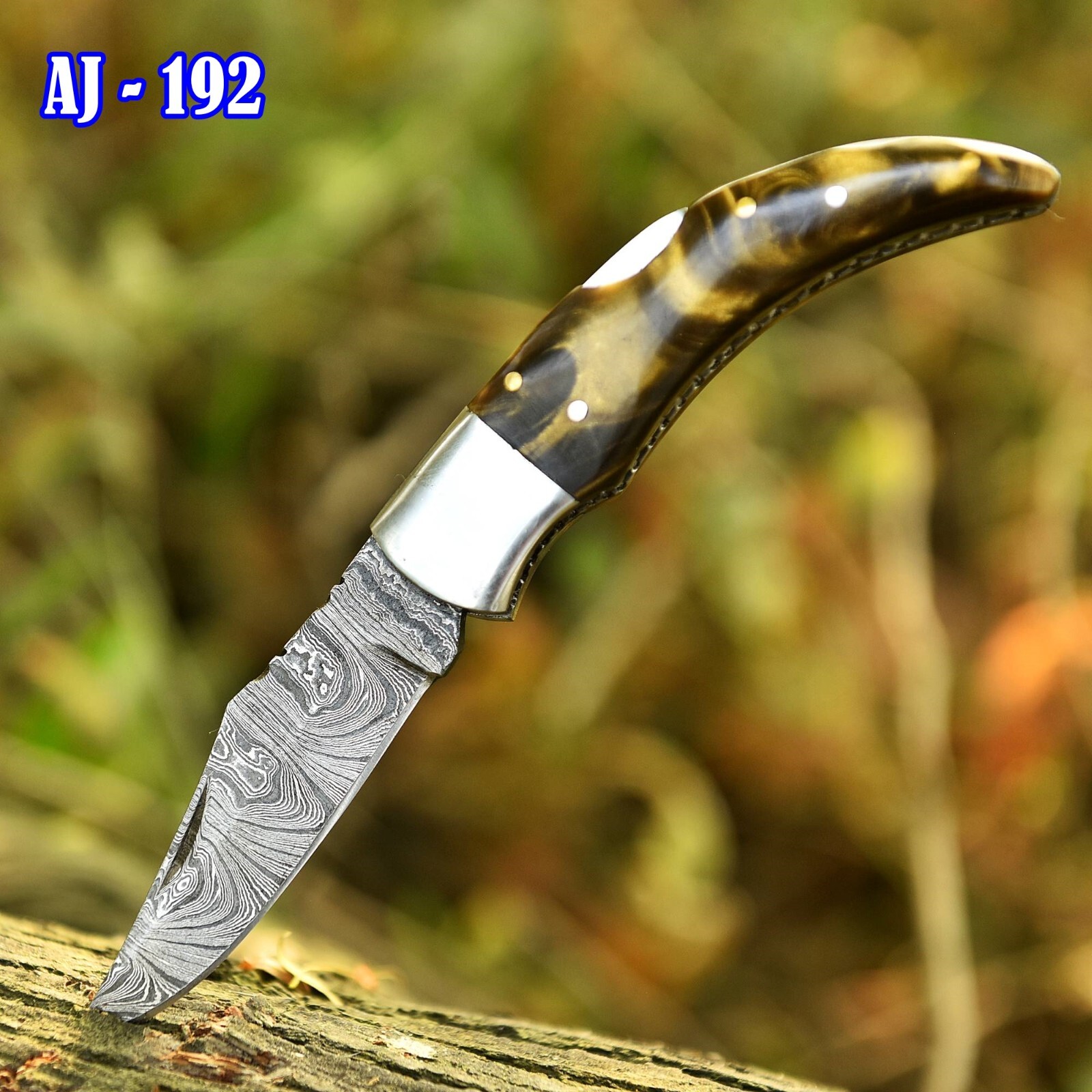 Handmade Damascus Steel Folding Blade Pocket knife Tactical - foldable knife