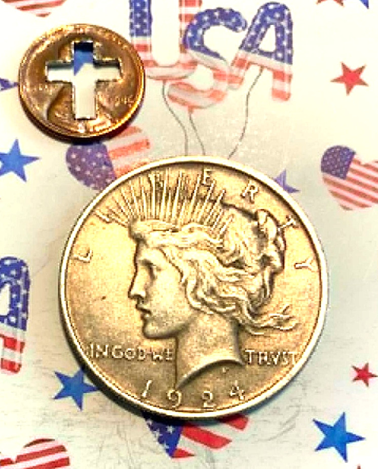 1924 (P) Peace Silver Dollar 90%  Supper Nice Hair Details.          F-714-4