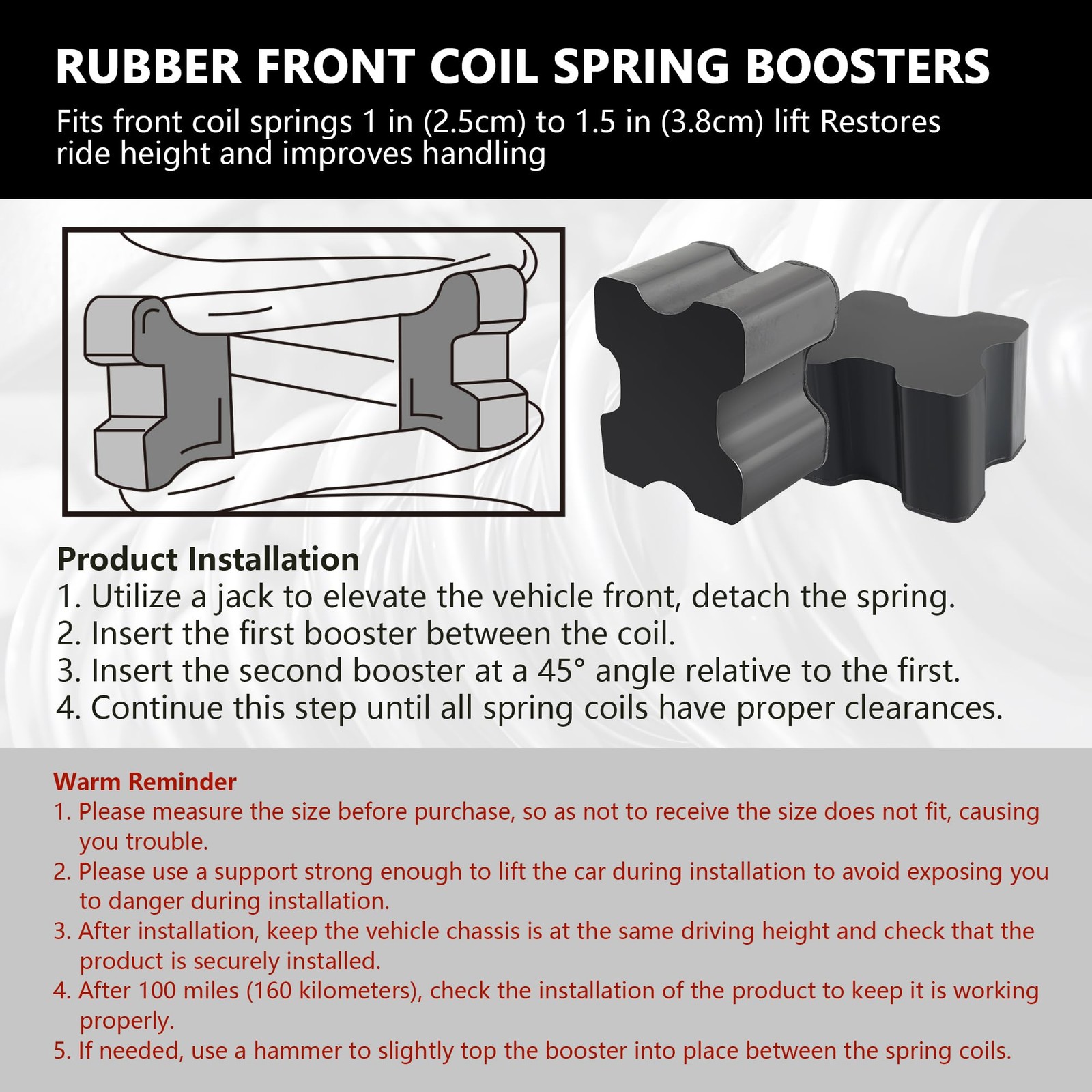 8PCS Rubber Coil Spring Spacers,Heavy Duty Front Coil Spring Booster Kit for ...