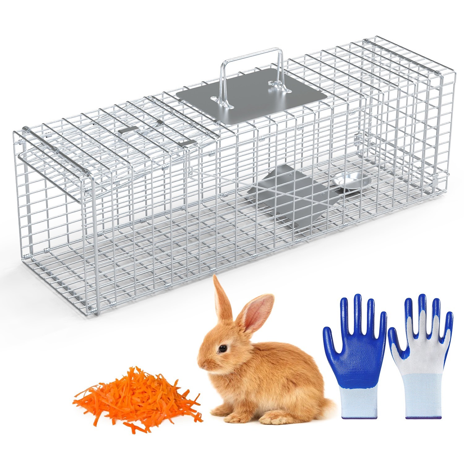 Folding Live Animal Trap Cage Steel Design for Catch Stray Cats Rabbits Beavers