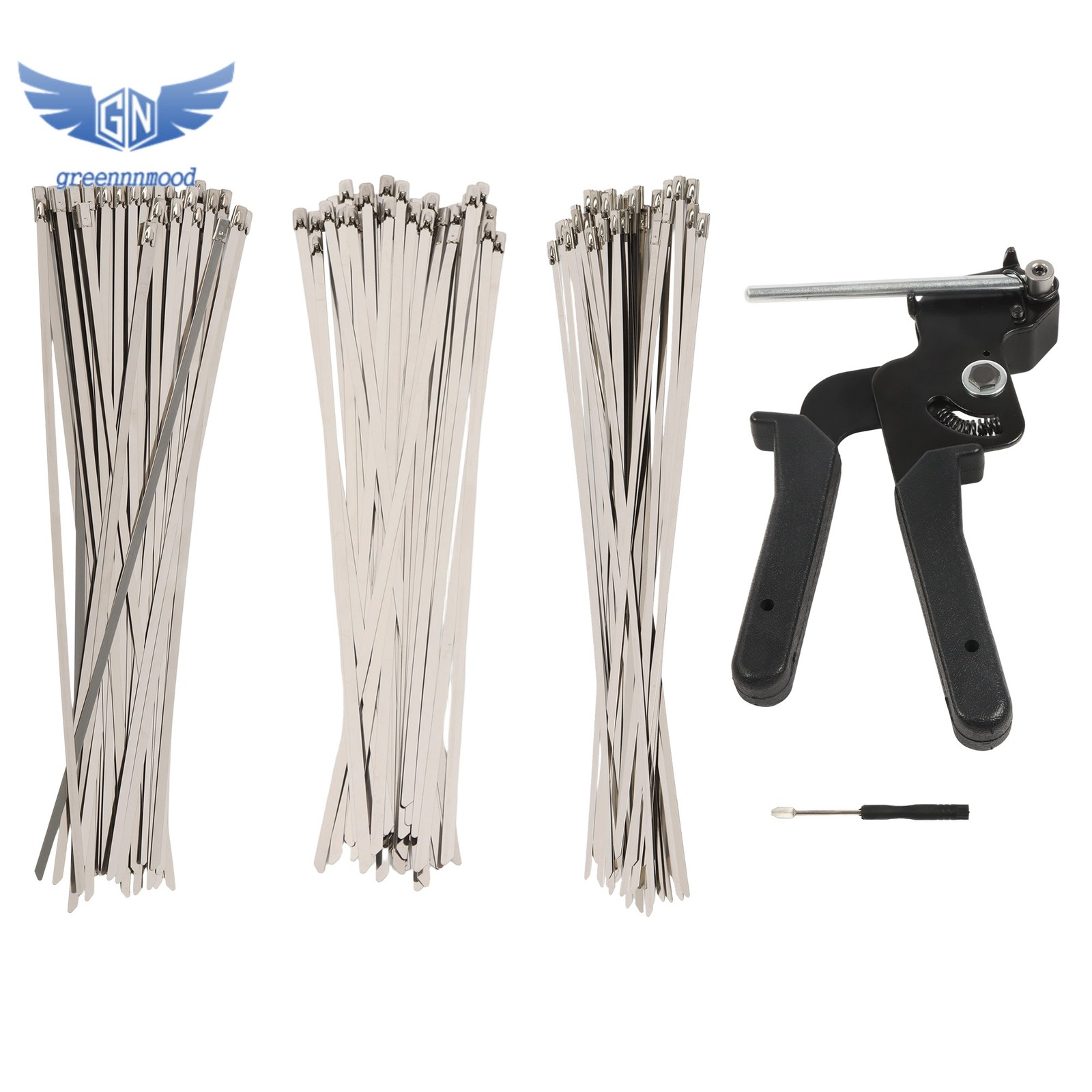 Stainless Steel Cable Tie Gun Set, w/ 150 cable ties (11.8 inch, 304 stainless)