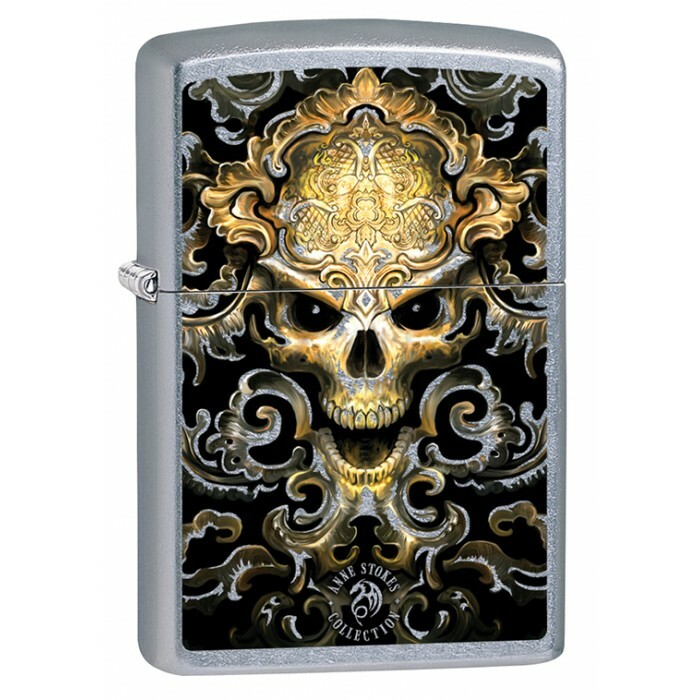 E36  Zippo Lighter: Anne Stokes Skull Design - Street Chrome 79593