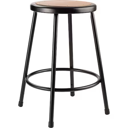 National Public Seating 6224-10 Round Stool, Height Range 24", Masonite Board