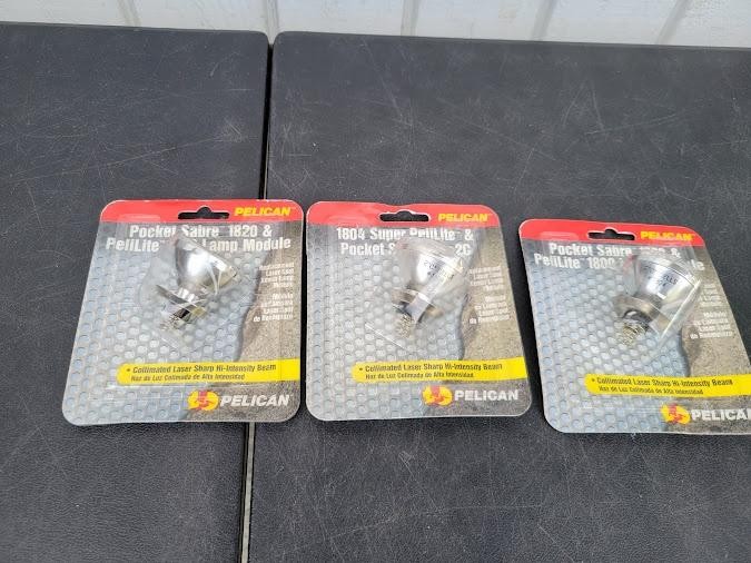 Lot 3 Pelican Flashlight LED Upgrade Lamp Modules Pocket Sabre PeliLite Silver