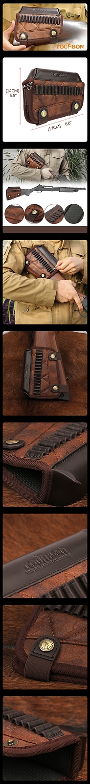 Tourbon Cheek Rest Comb Riser .22LR Cal Rifle Ammo Holder Padded PU& Leather US