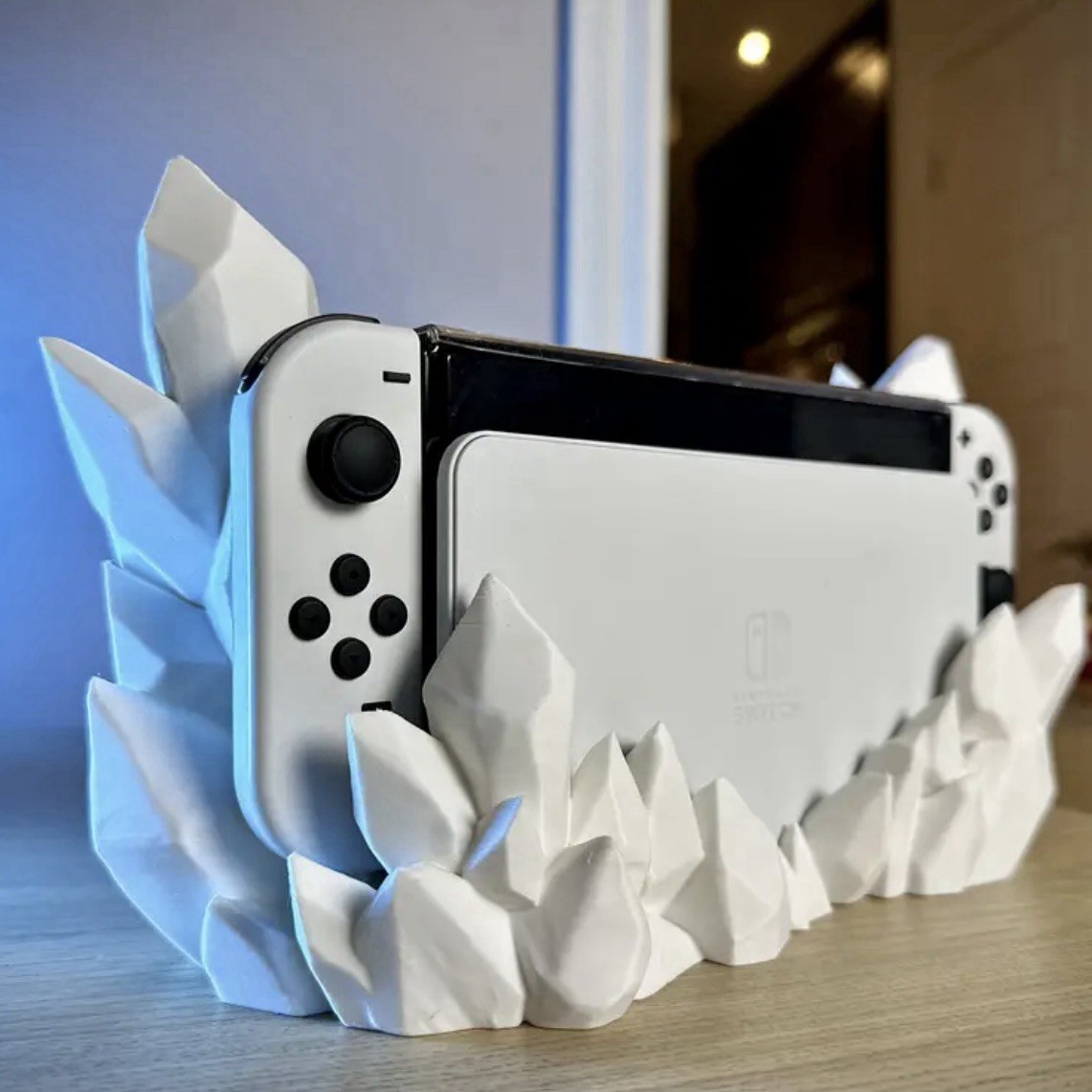 Crystal Stand Charging Dock For Nintendo Switch Classic Or OLED, White