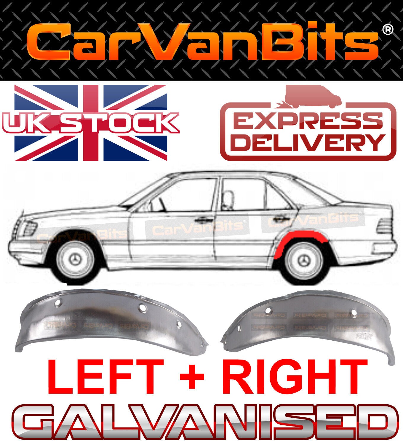 FOR MERCEDES W124 E-CLASS 84-96 REAR INNER WHEEL ARCH REPAIR BODY RUST PANEL X2