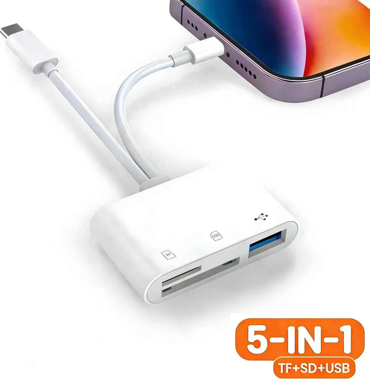 5-in-1 SD Card Reader Lightning USB-C USB 3.0 OTG Adapter for iPhone iPad Mac