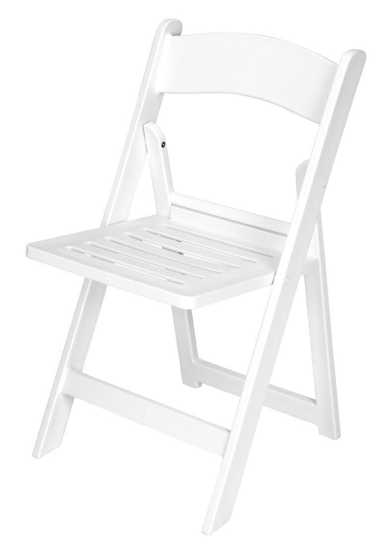 White Resin Folding Chair with Slatted & Padded Seat - 2N1 by Chivari