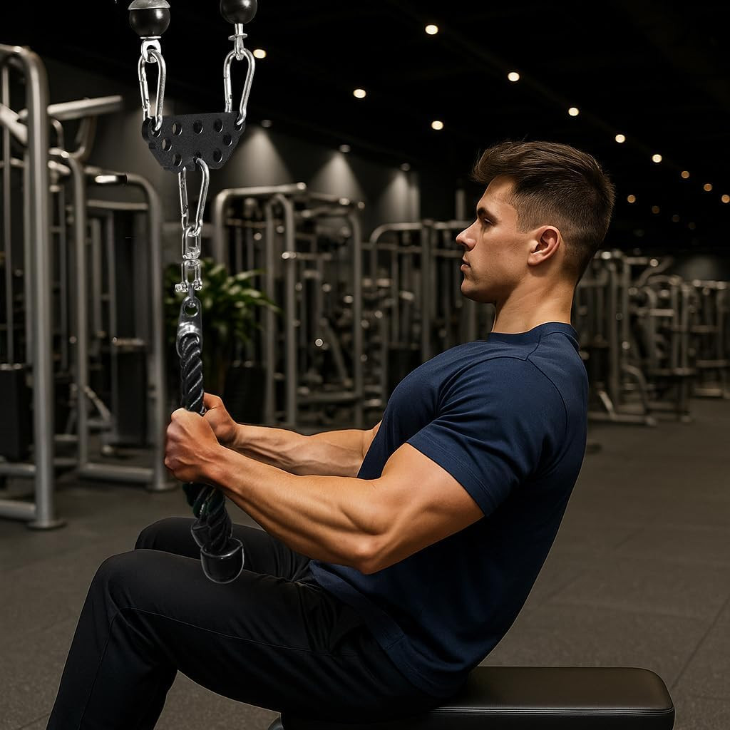 Multi-Grip LAT Pull Down Bar Hardened Powder-Coated Finish, 360° Rotating Stainl