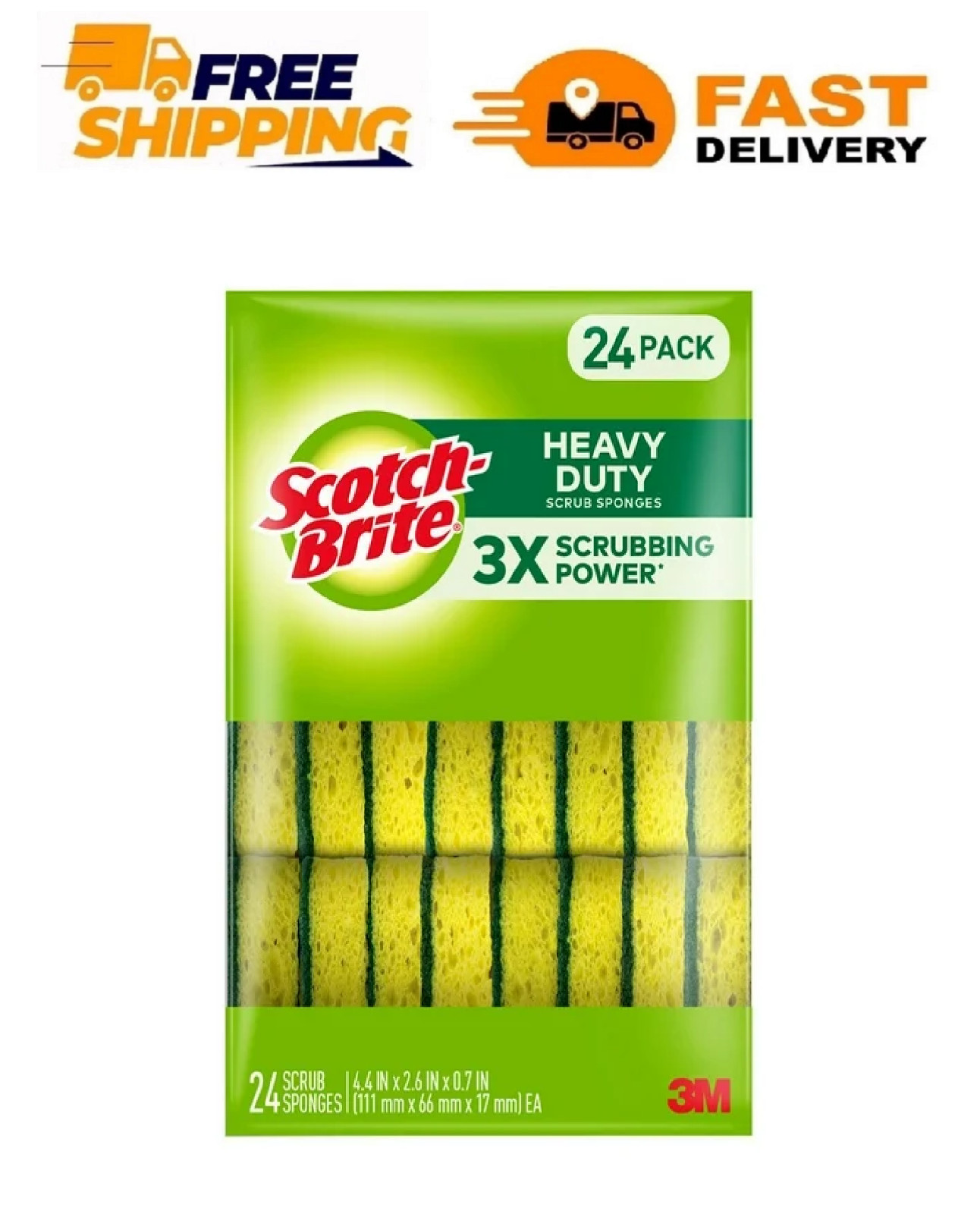 Scotch-Brite Heavy Duty Scrub Sponges, Individually Wrapped 24 ct.