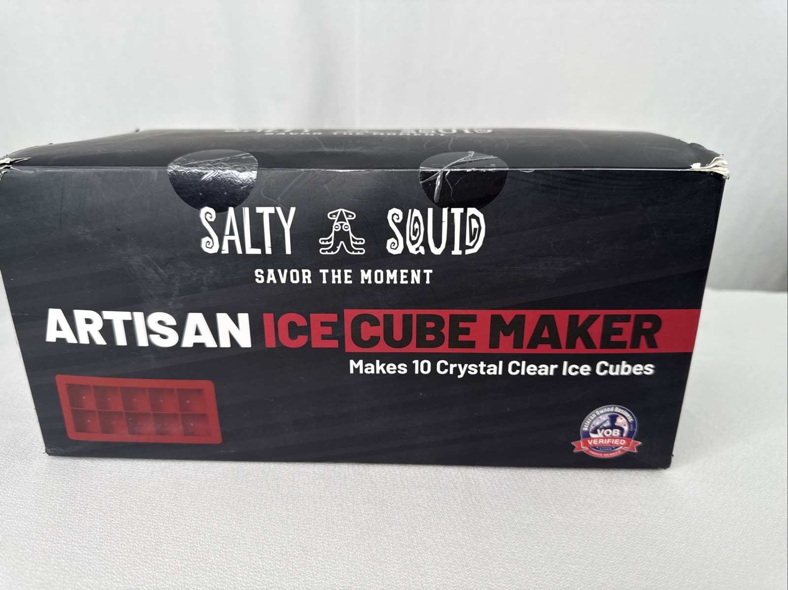Salty Squid Clear Craft Ice Cube Maker – Square Ice Cube Mold makes 10 Large 2"