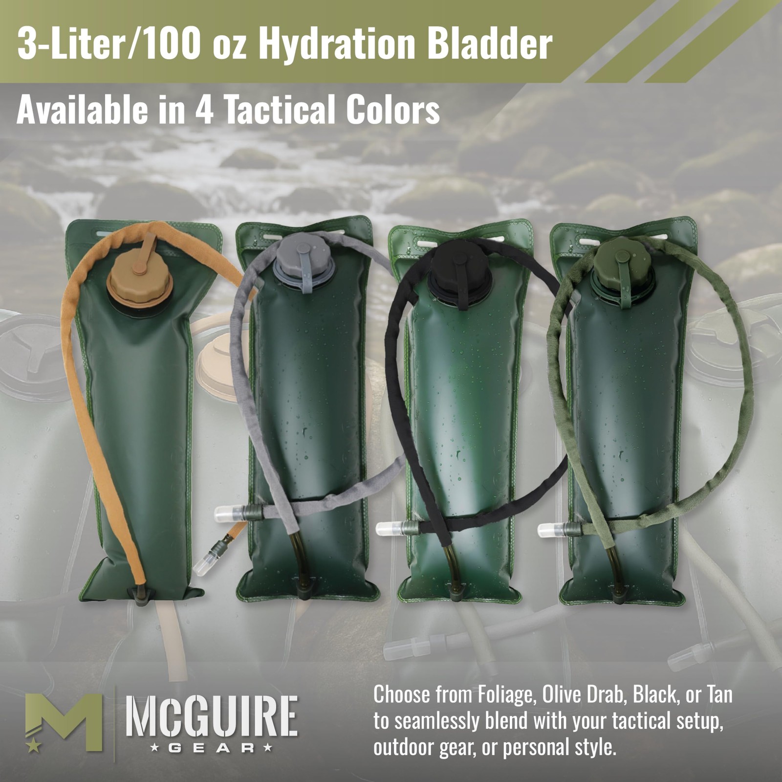 M MCGUIRE GEAR Hydration Bladder 3L/100 oz. Water Bladder Leak Proof Hydration