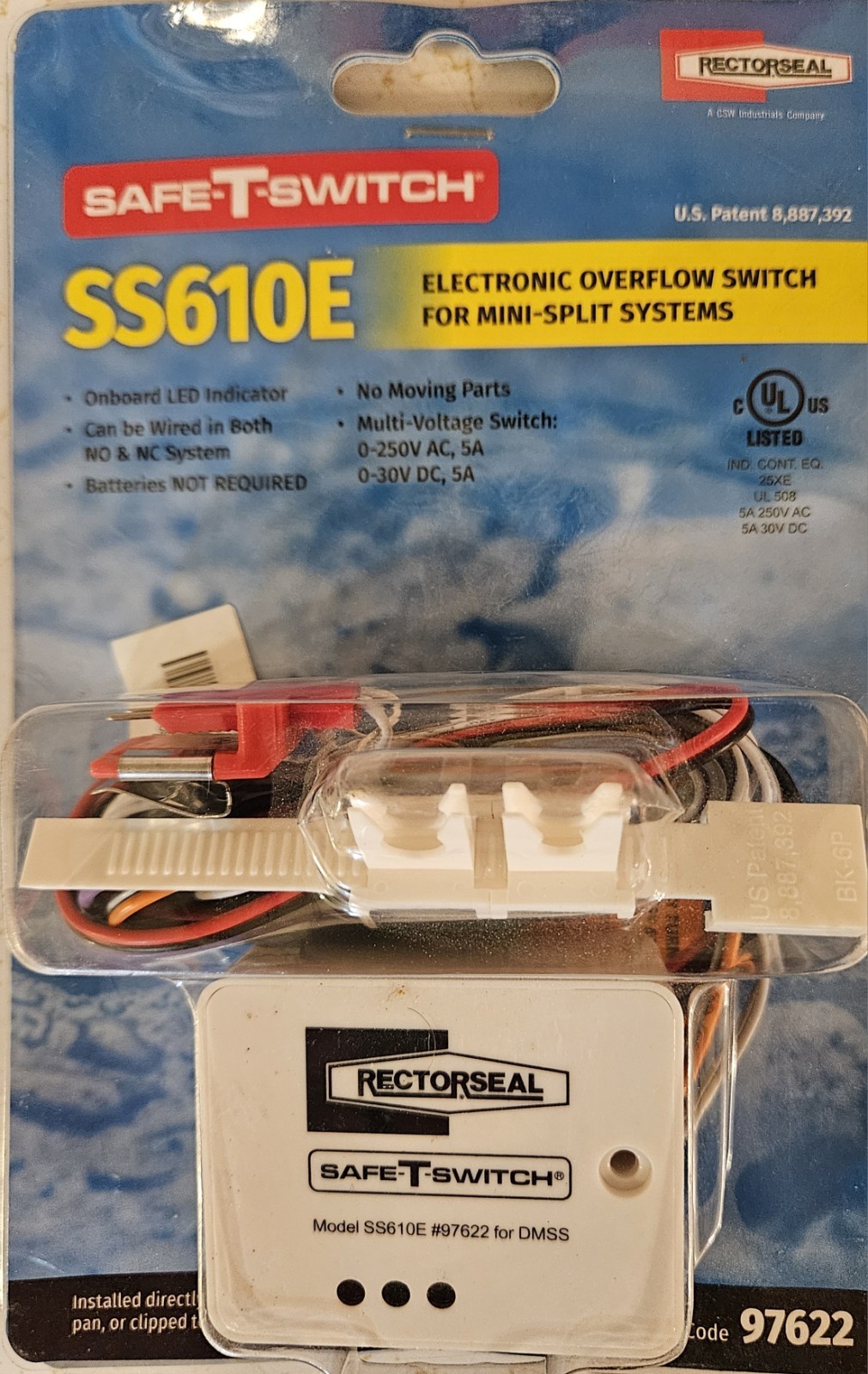 Rectorseal  electronic overflow float switch min split systems