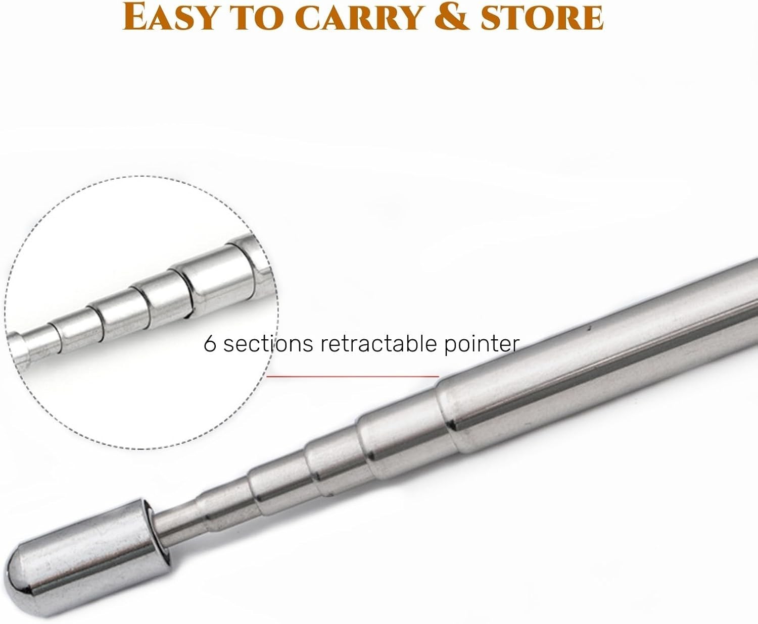 2 Stainless Steel Telescopic Ballpoint Pen Hand Pointer Clip Classroom Presenter