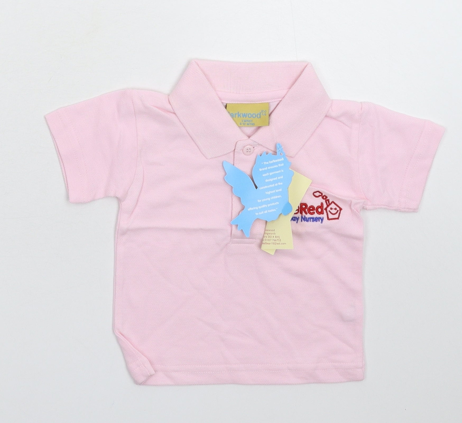 Larkwood Girls Orange Cotton Blend Pullover Polo Size 9-12 Months Button