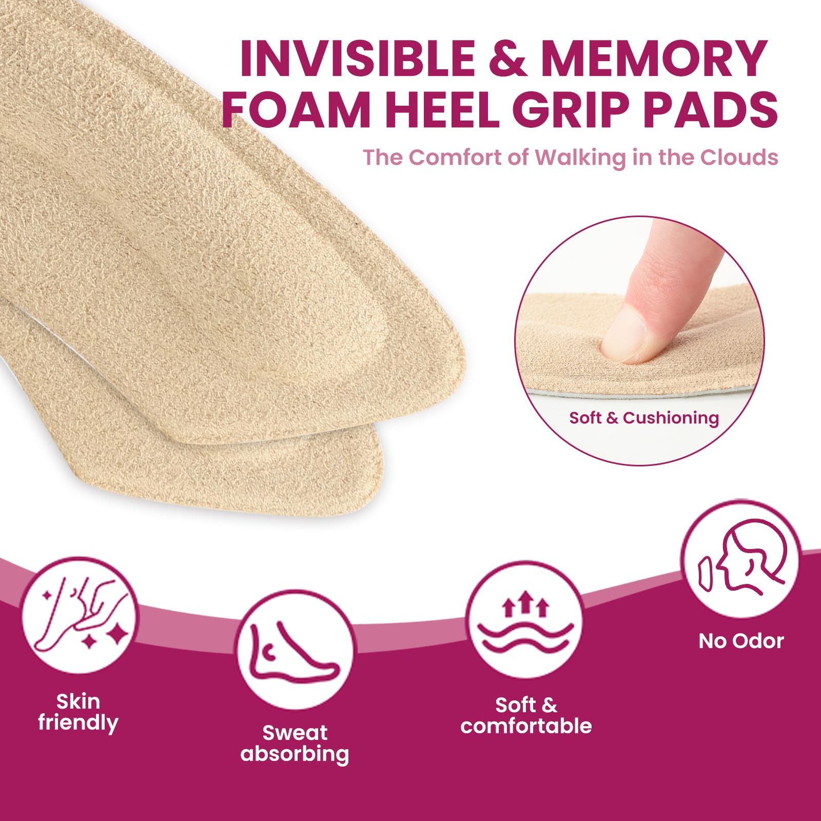 Heel Grips Pads for Shoes - (6 Pairs) -Adhesive Heel Cushion Inserts Prevent ...