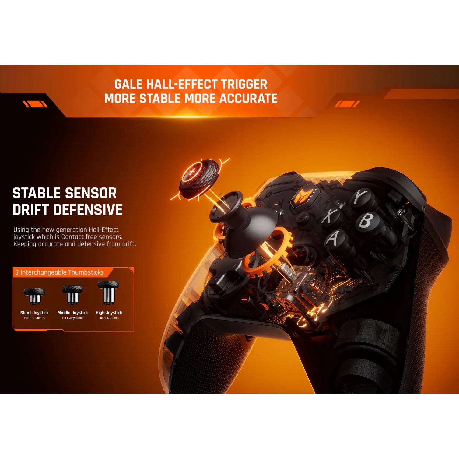 BIGBIG WON Gale Hall Wireless Controller for Switch, PC, Android - Black