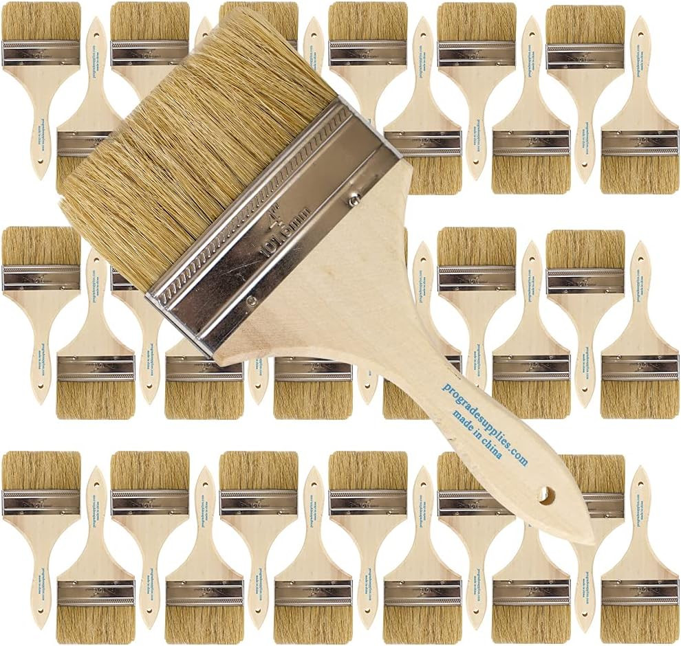 Pro Grade - Chip Paint Brushes - 36 Ea 4 Inch Chip Paint Brush Light Brown