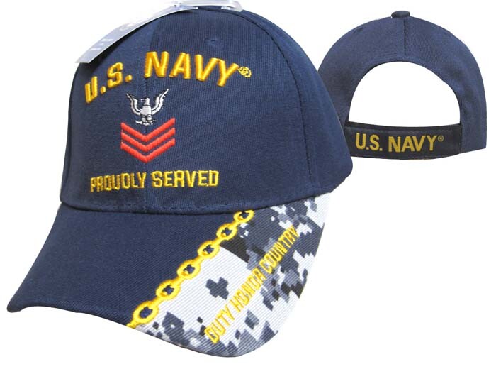 New Blue US Navy PO1 Petty Officer 1st First Class Hat Ball Cap Veteran Military