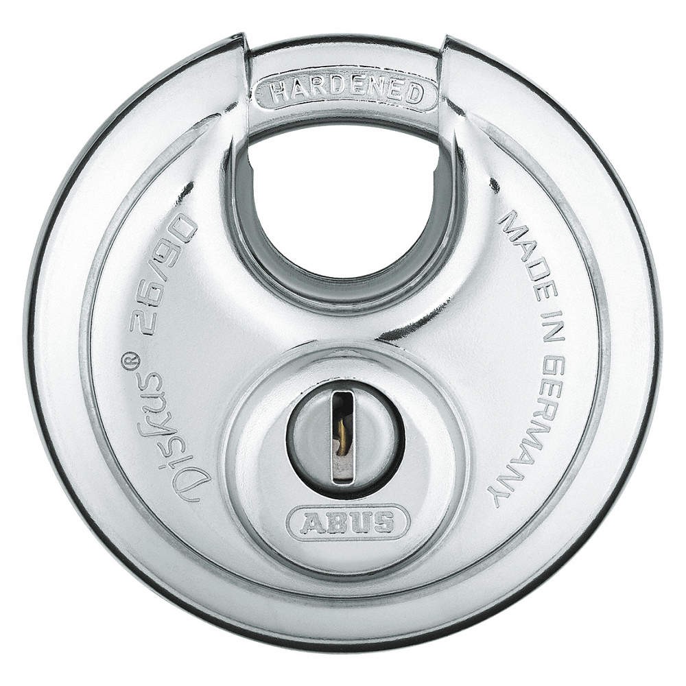 ABUS 26/90 KD Keyed Padlock, 63/64 in,Round,Silver 3TMP8