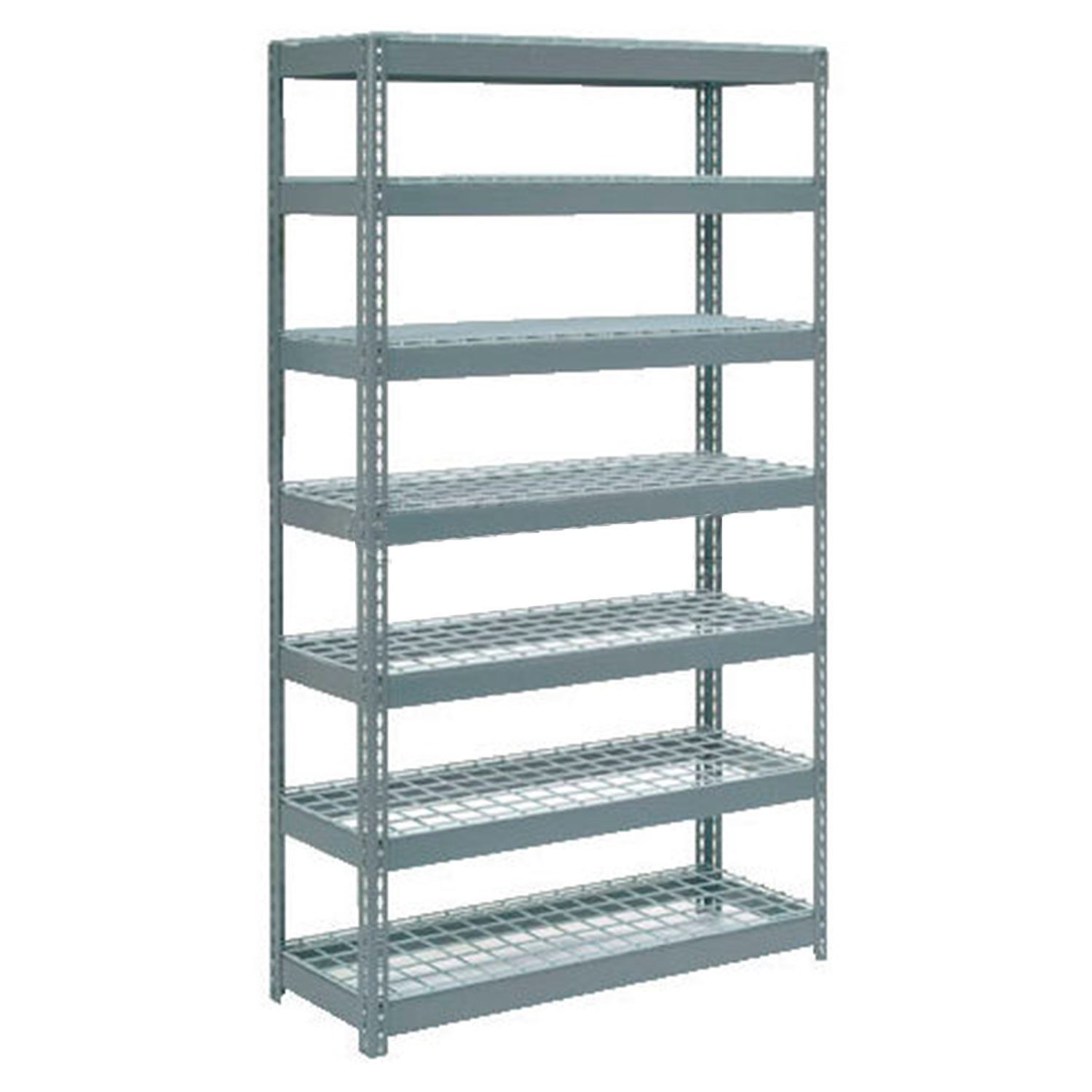 Boltless Extra Heavy Duty Shelving 48"W x 24"D x 96"H 7 Shelves Wire Deck