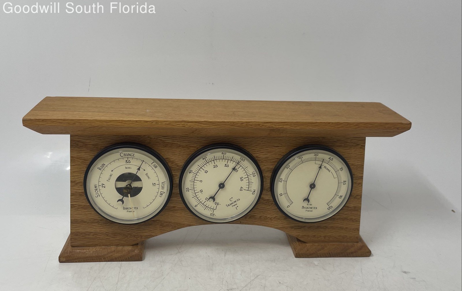 Analog Weather Station Wood Casing Barometer Hygrometer Thermometer Tools