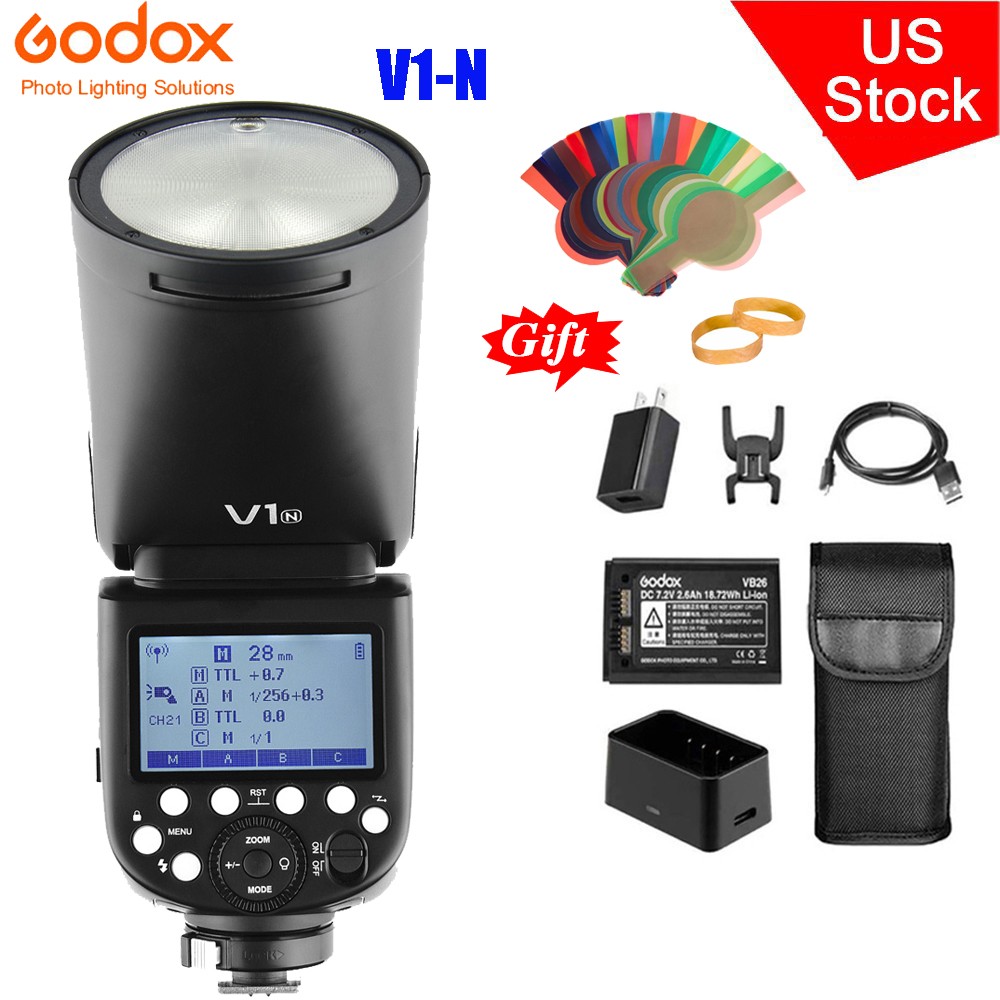 US Godox V1-N 2.4G TTL HSS 1/8000s Round Head Camera Flash Speedlite For Nikon