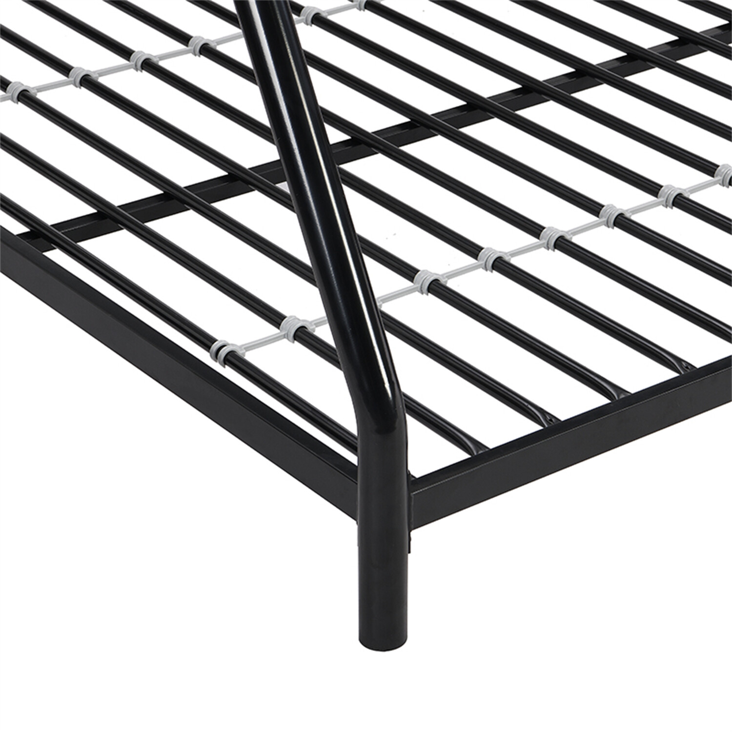 Twin Over Full Bunk Bed Heavy Duty Metal Bunk Bed Frame with Ladder Black