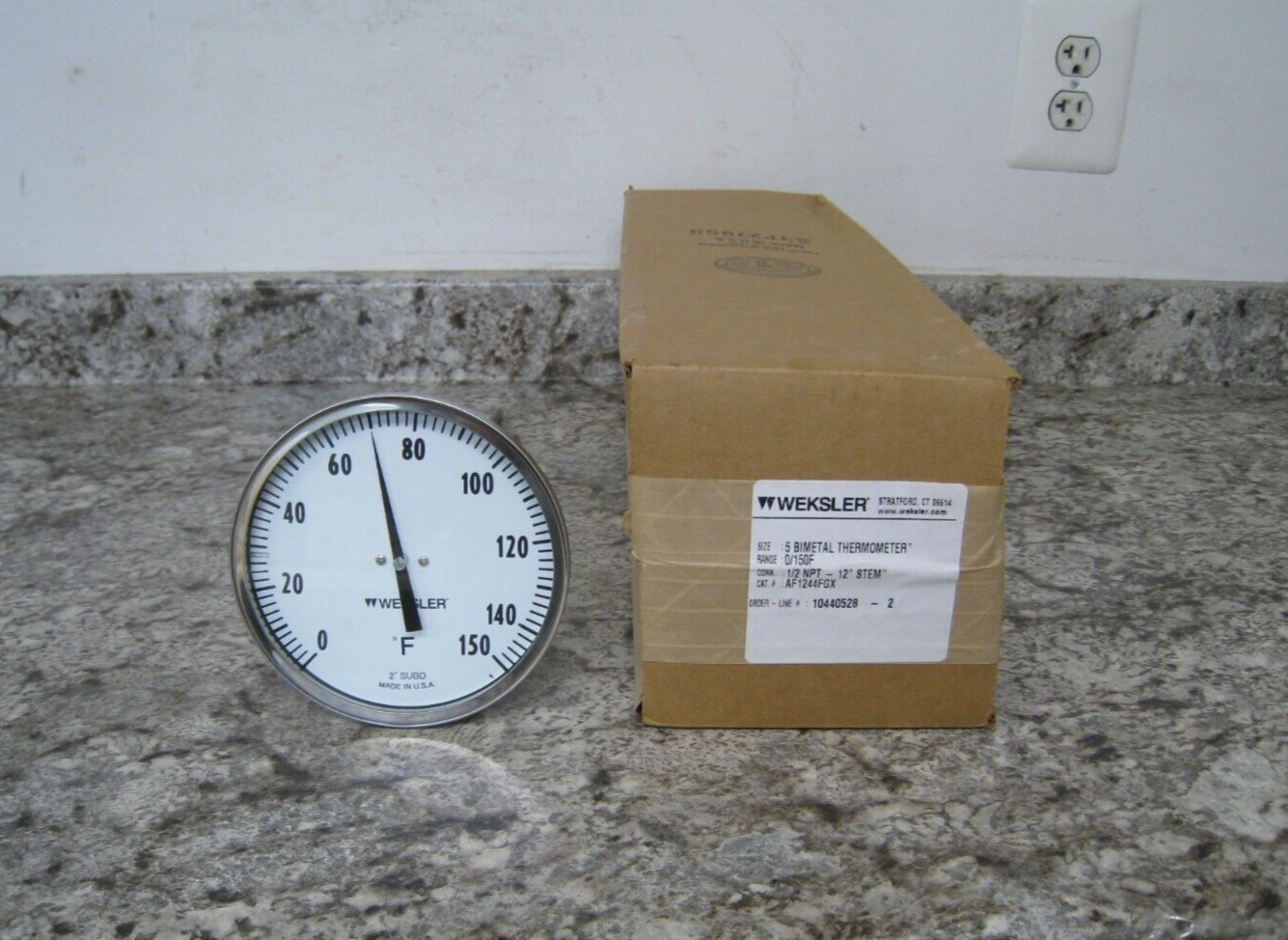 New Weksler AF1244FGX AF12 0-150F 5" Dial 12" Stem 1/2" NPT Bimetal Thermometer