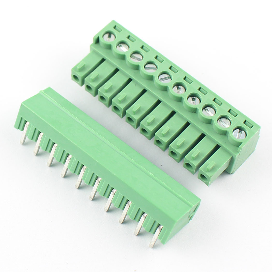 5Pcs 3.81mm Pitch 10 Pin Angle Screw Pluggable Terminal Block Plug Connector