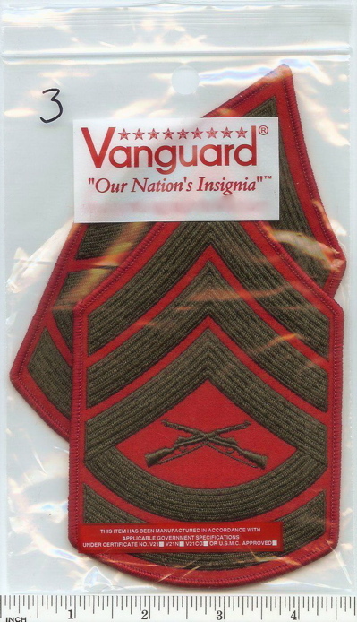 USMC Gunnery Sergeant GUNNY Marines GySgt E7 Chevrons PATCH set green/red Greens