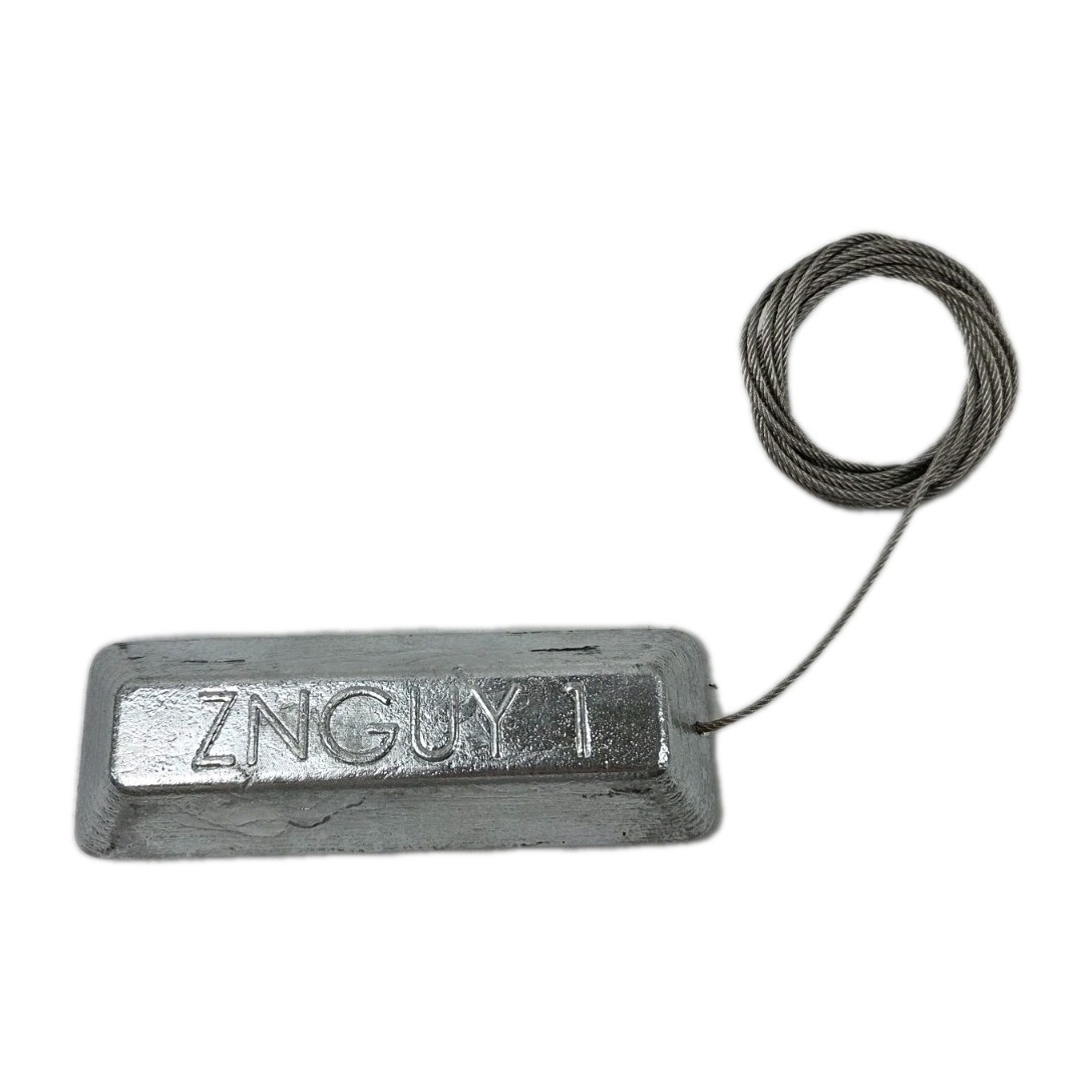 ZNGUY 1 - Zinc Anode with 10ft. Stainless Steel Cable for Boat Lifts metallic