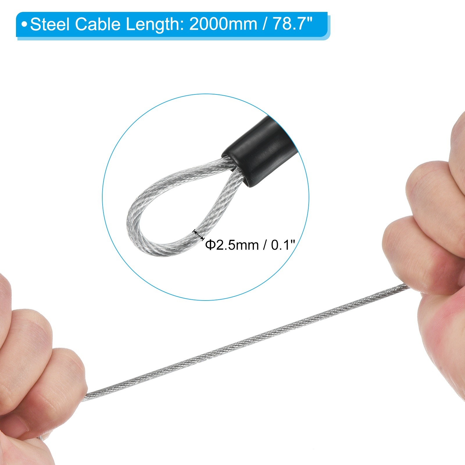 1Set 4 Digit Combination Lock 6.6ft Security Cable Padlock Lock Clear