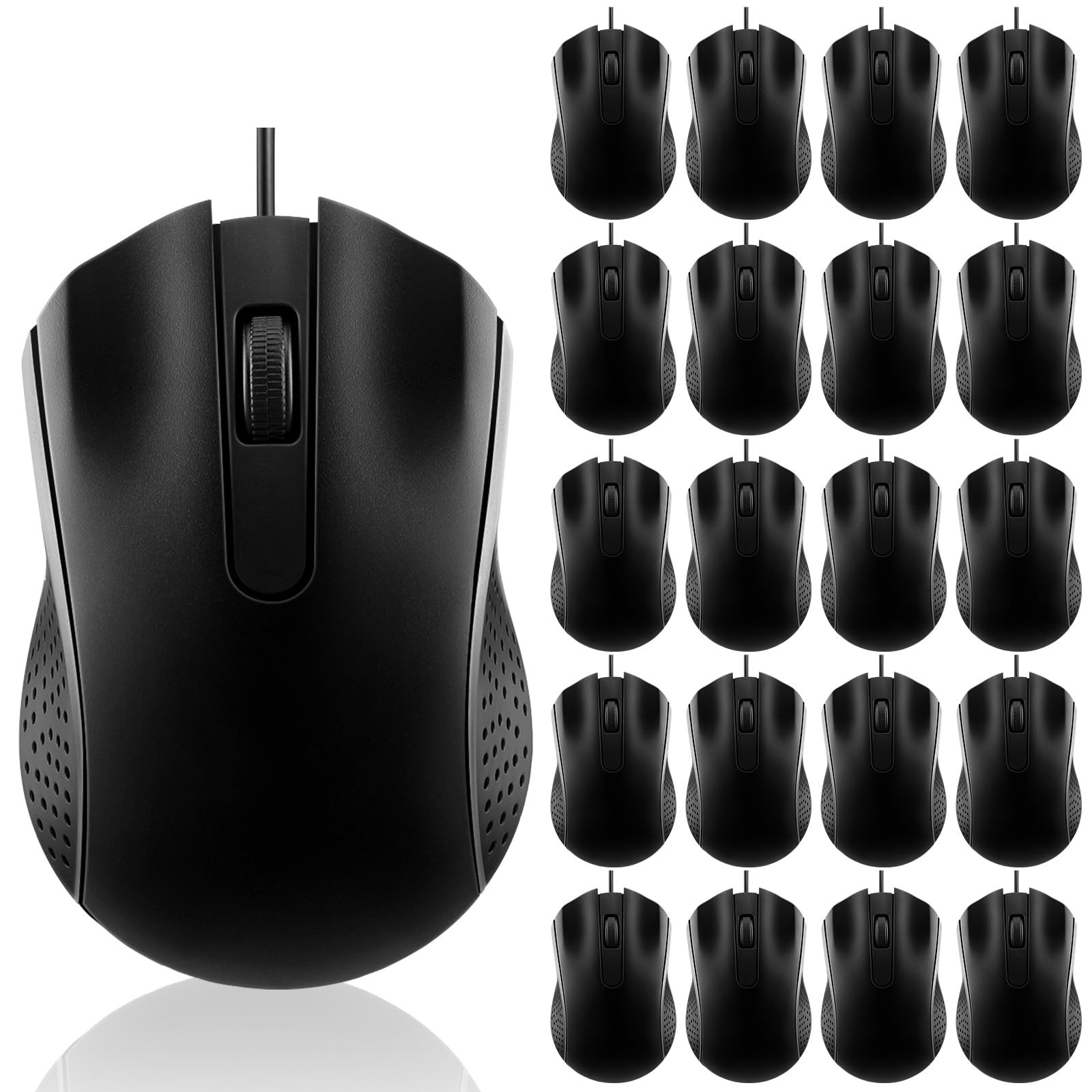 20 PCS Black Wired USB Computer Mouse Bulk 3Button Corded Mice PC Laptop