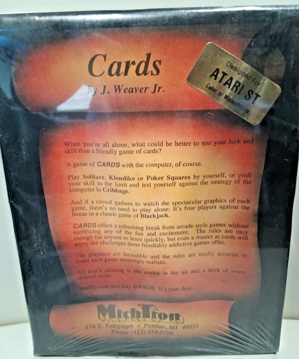Cards by MichTron; Atari ST ; NEW Old Stock Diskette Complete in Box