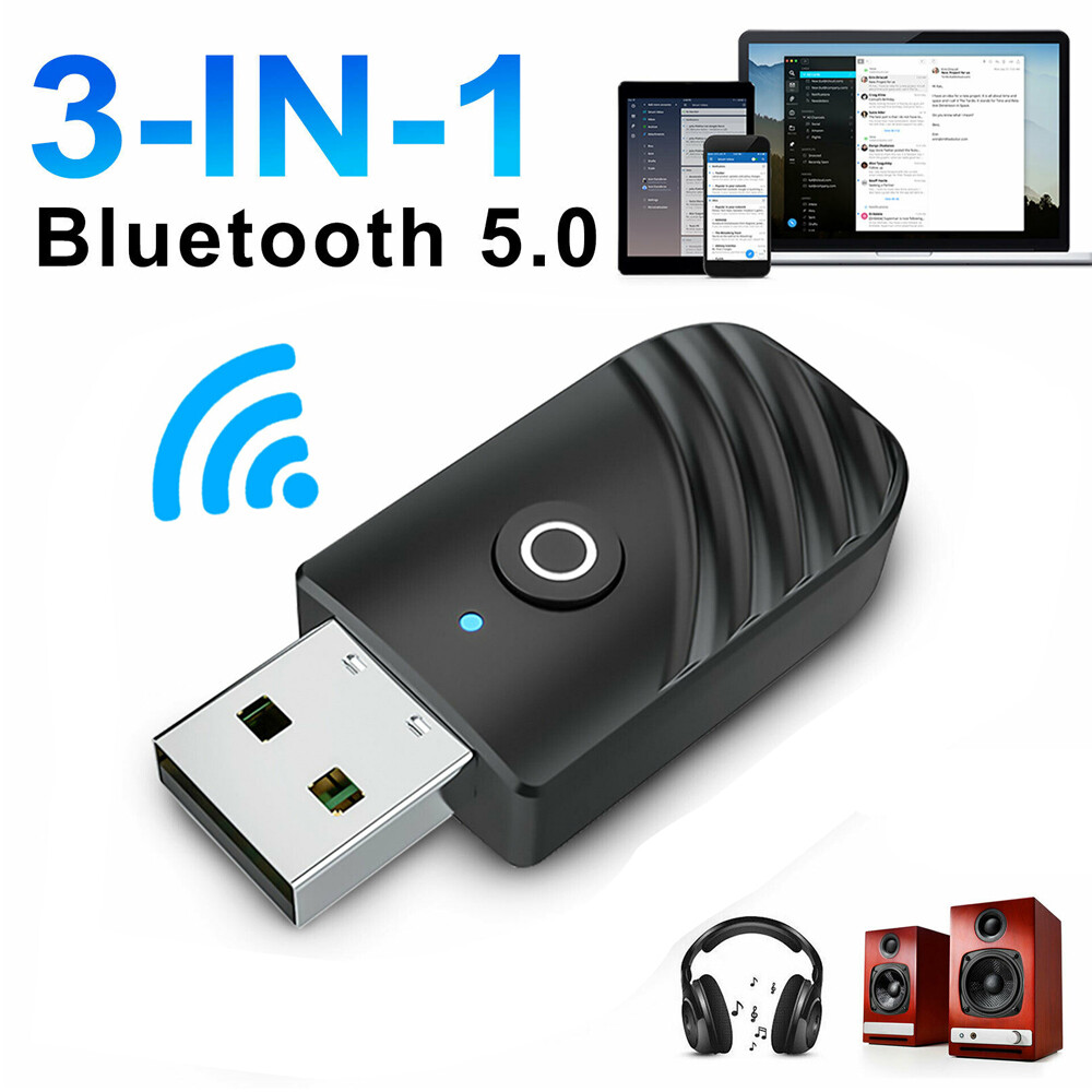 USB Wireless Bluetooth 5.0 Audio Transmitter Receiver 3in1 Adapter For TV PC Car