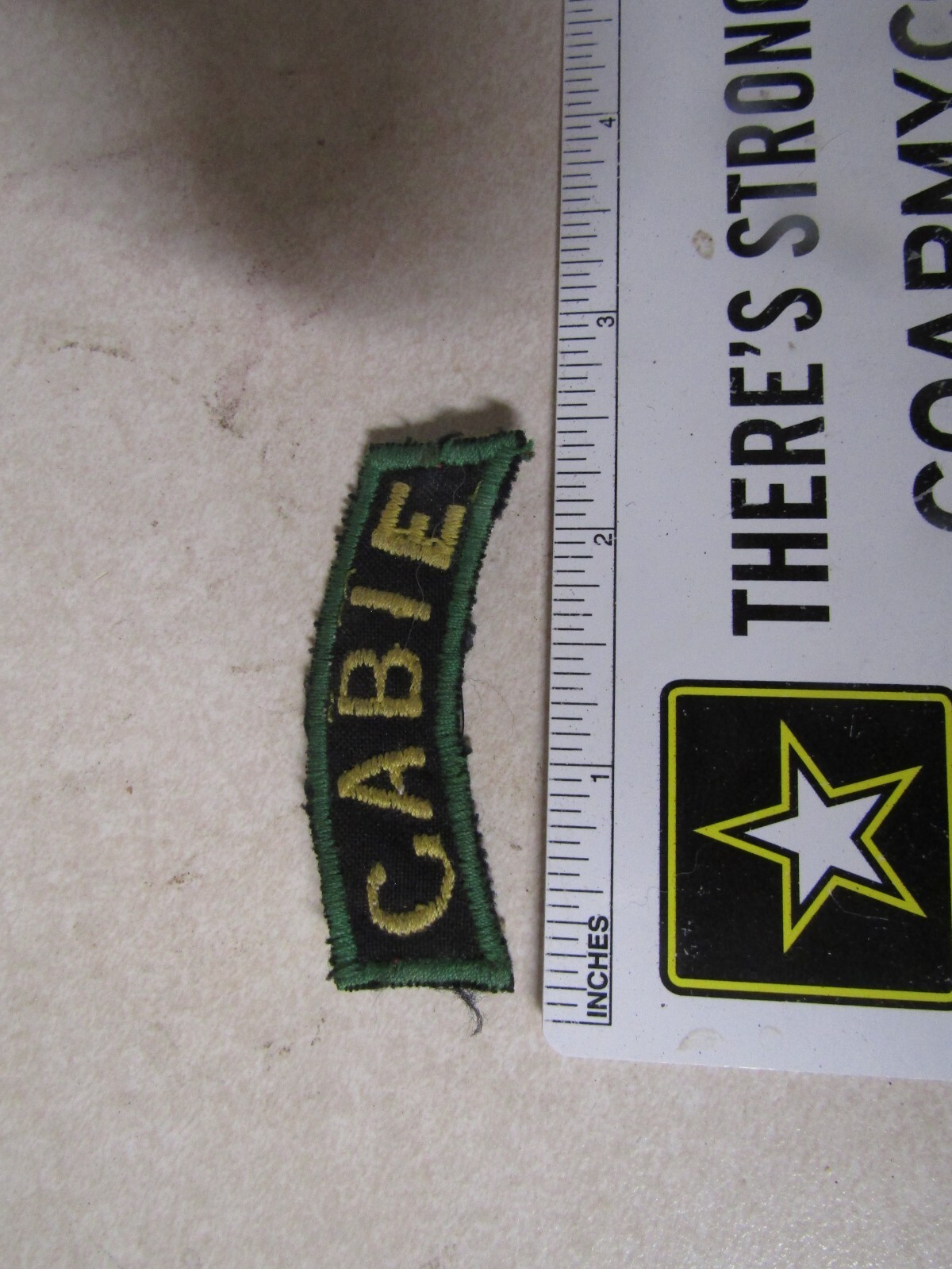 MILITARY PATCH SEW ON OLD VIETNAM ERA TAB CABIE OR CABLE GREEN WITH BLACK BACK