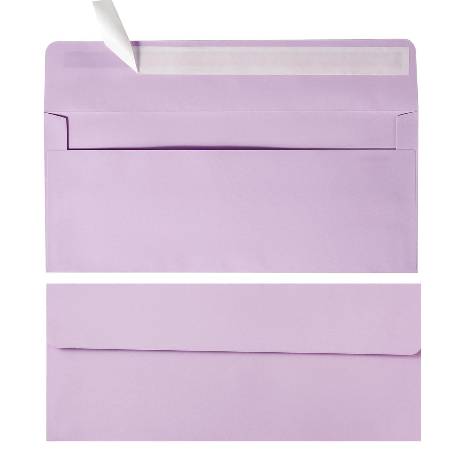 50 Pack #10 Business Envelopes, 4 1/8 x 9 1/2 Inches, Light Purple | Self Sea...