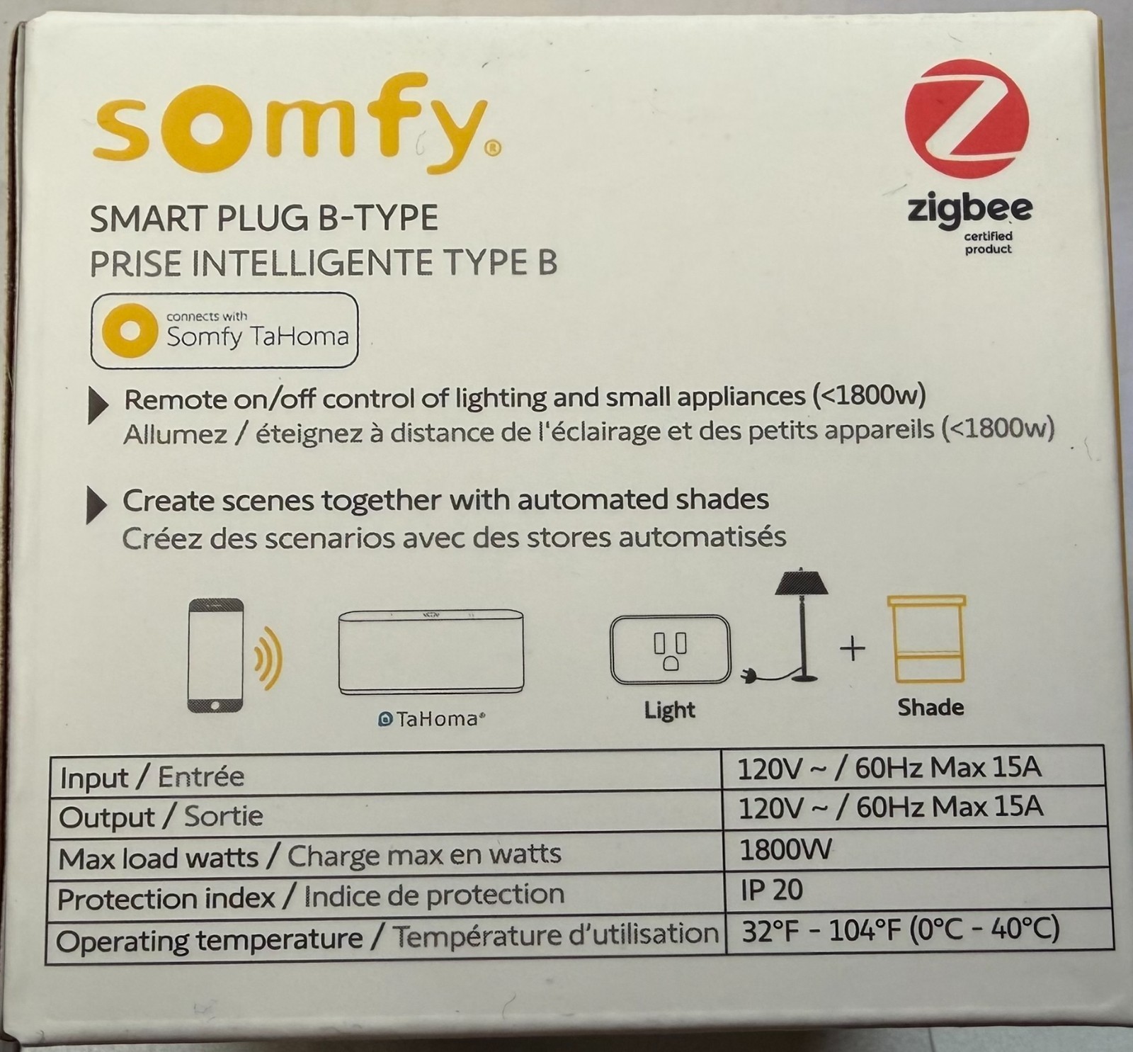 Somfy Smart Plug B-Type Zigbee - NEW In BOX! 1871217A