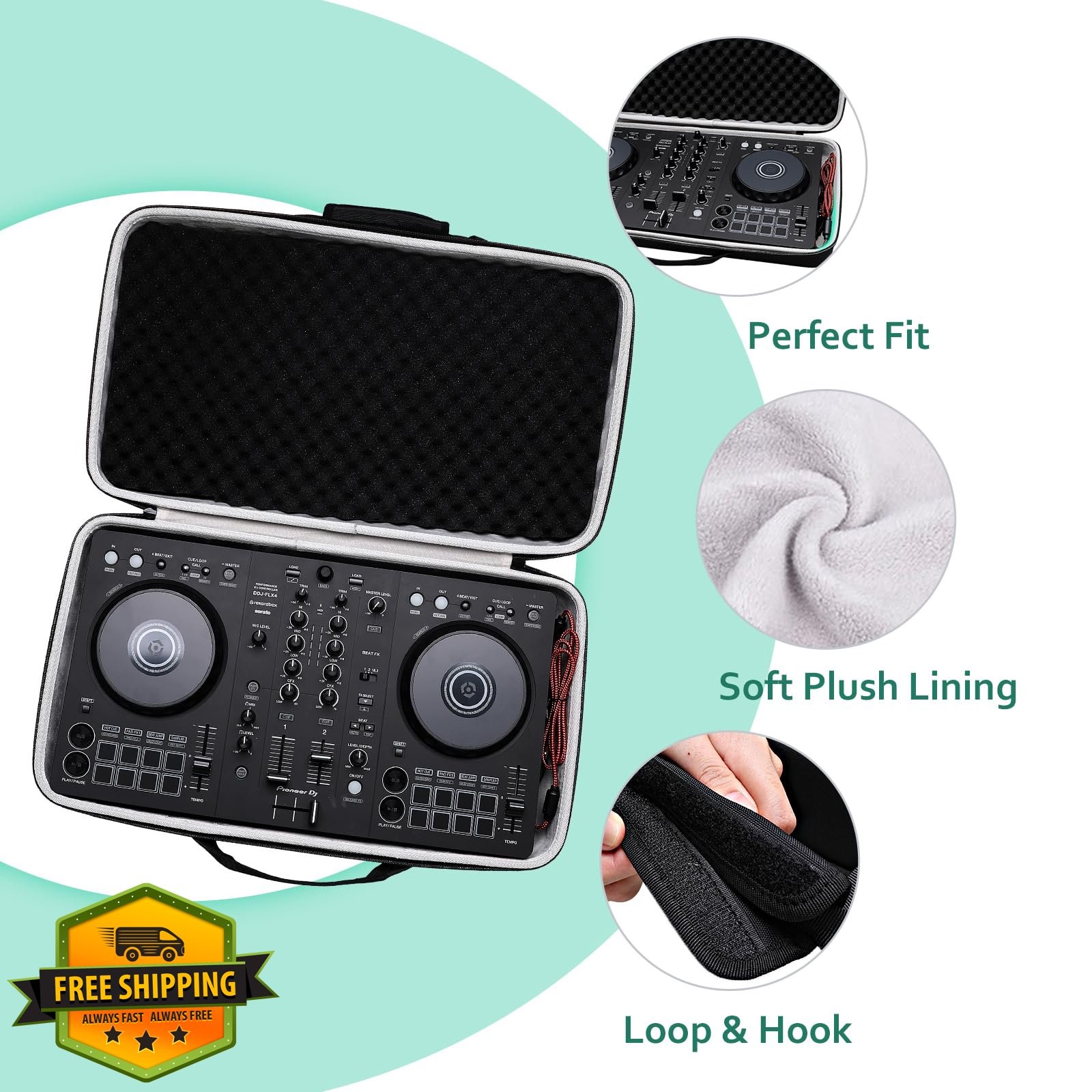 XANAD Hard Case for Pioneer DJ DDJ-FLX4 Controller
