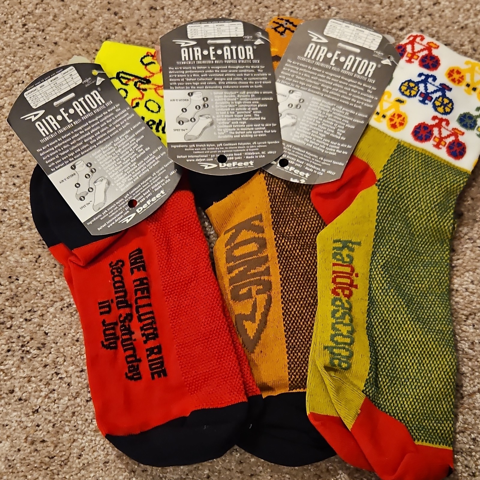 SockGuy & DeFeet Multicolor Graphic Cycling Athletic Socks Lot NWT