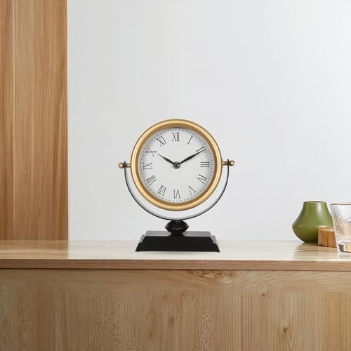 Desk Clock - Classic Vintage Clock and Decorative Shelf Decor,Silent Non