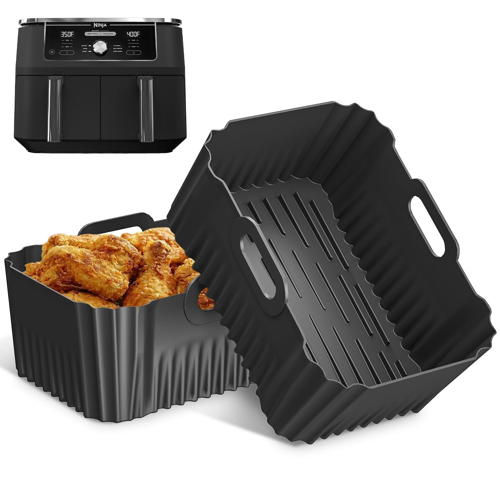 2PCS Silicone Air Fryer Liners, 5.5 inches x 8.5 inches, For DZ401&DZ550