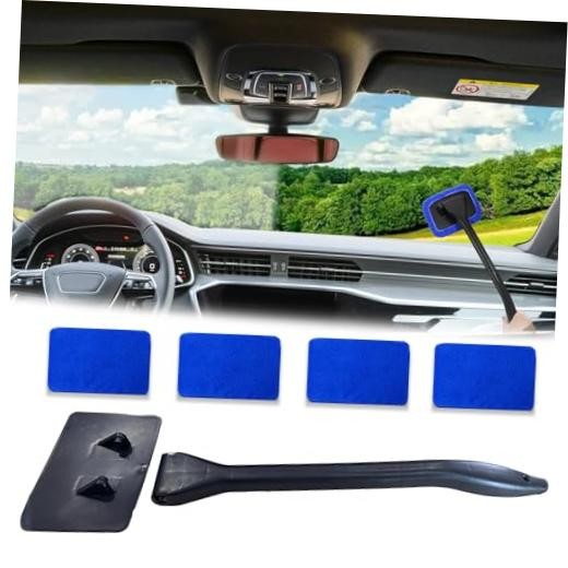 Windshield Cleaning Tool, Extendable Handle Car Window Cleaner with 4 Dark blue