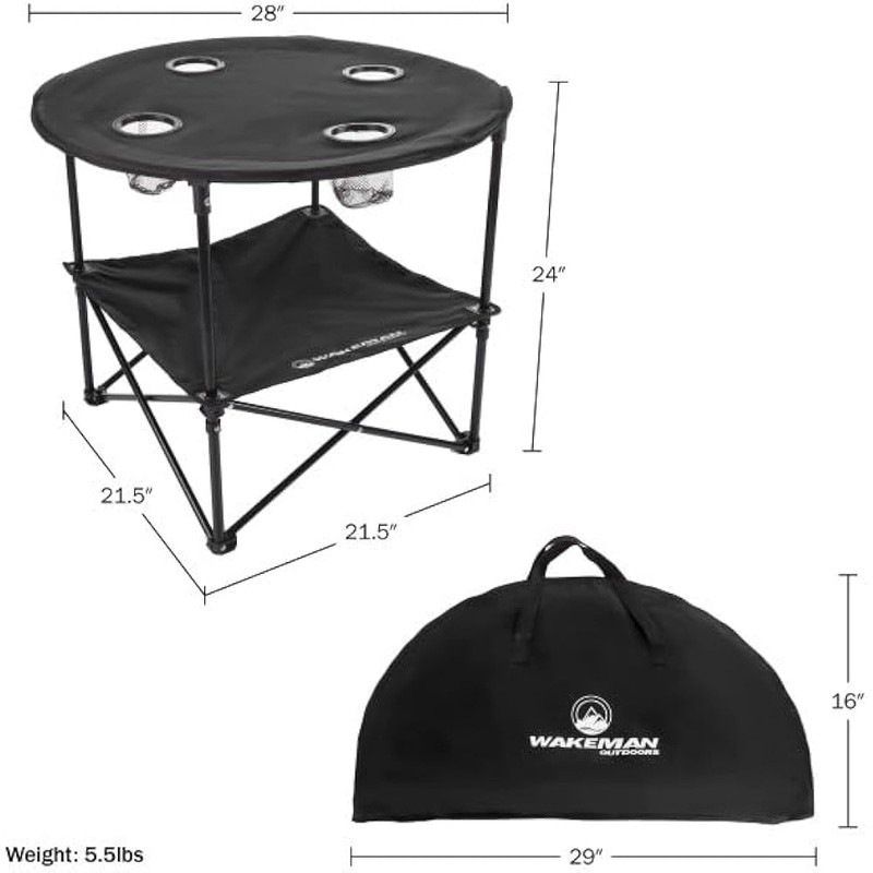 2-Tier Folding Table Portable Outdoor Picnic Table W/ Carrying Bag Camping New