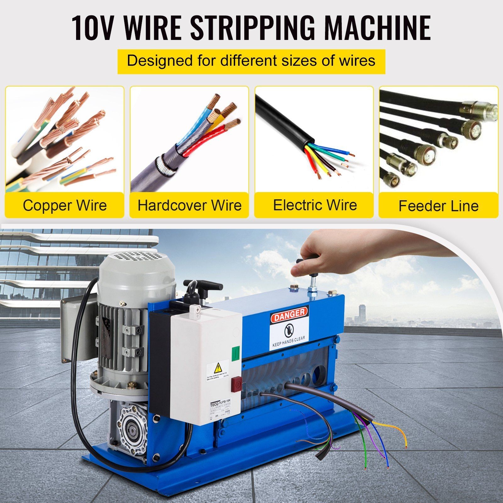 Rugged Wire Stripping Machine 11 Channels 370W 1" OD 75ft/min